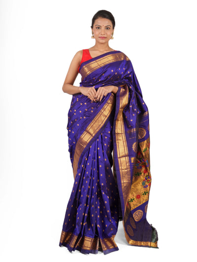 Blue maharani silk paithani saree