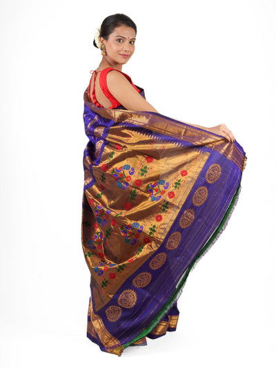 Blue maharani silk paithani saree