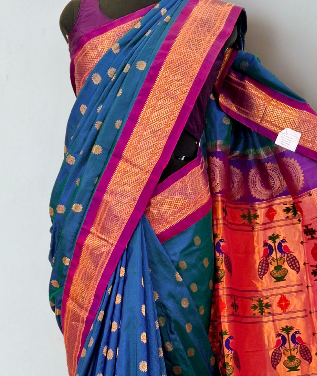 Blue Maharani with Gold Zari Border
