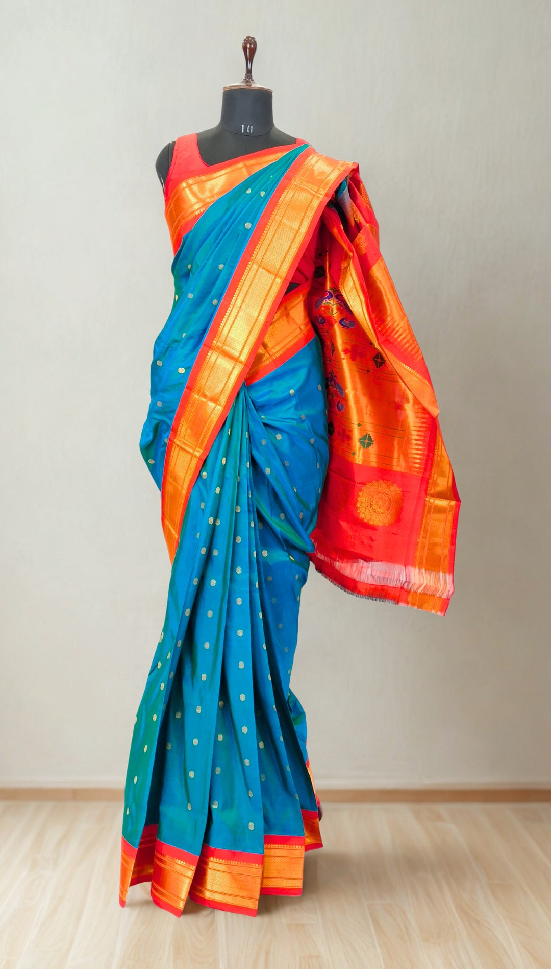 Peacock Blue Maharani Paithani Online