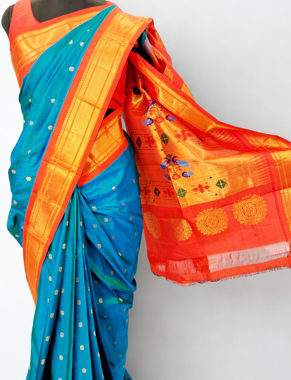 Peacock Blue Maharani Paithani Online