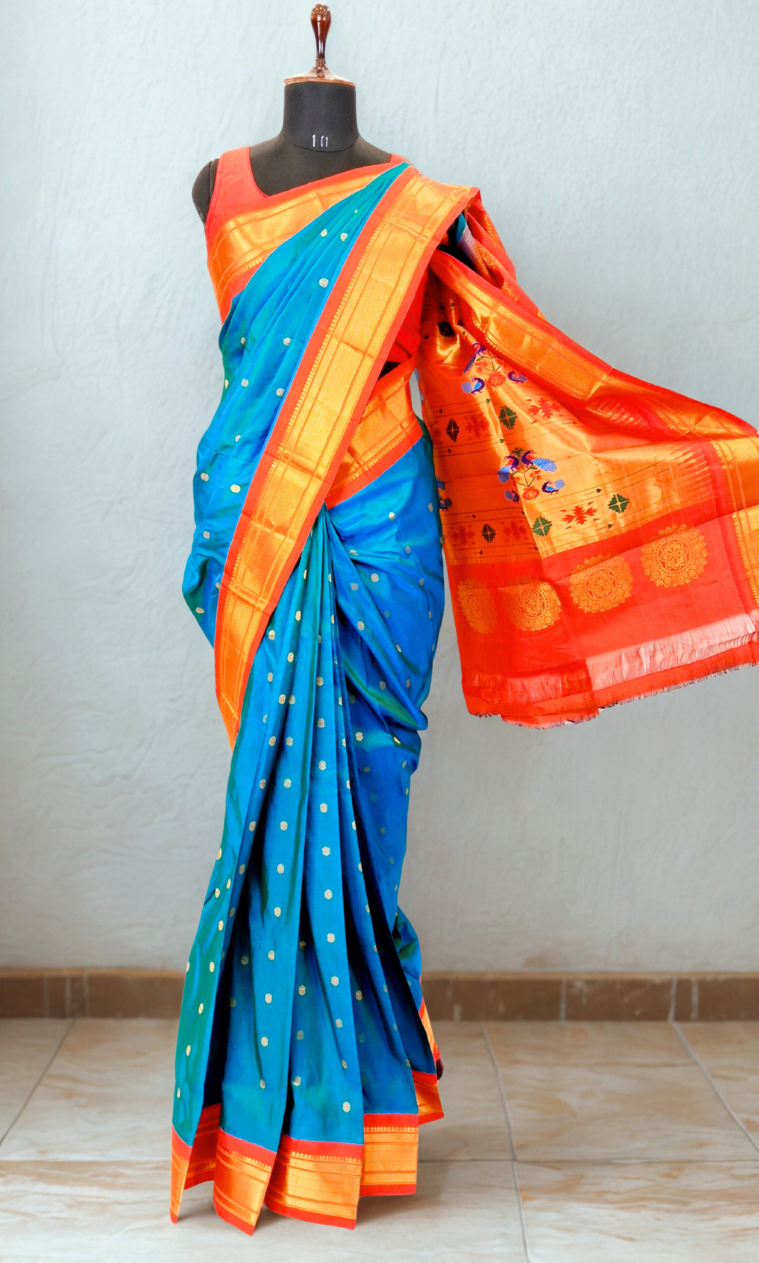 Peacock Blue Maharani Paithani Online