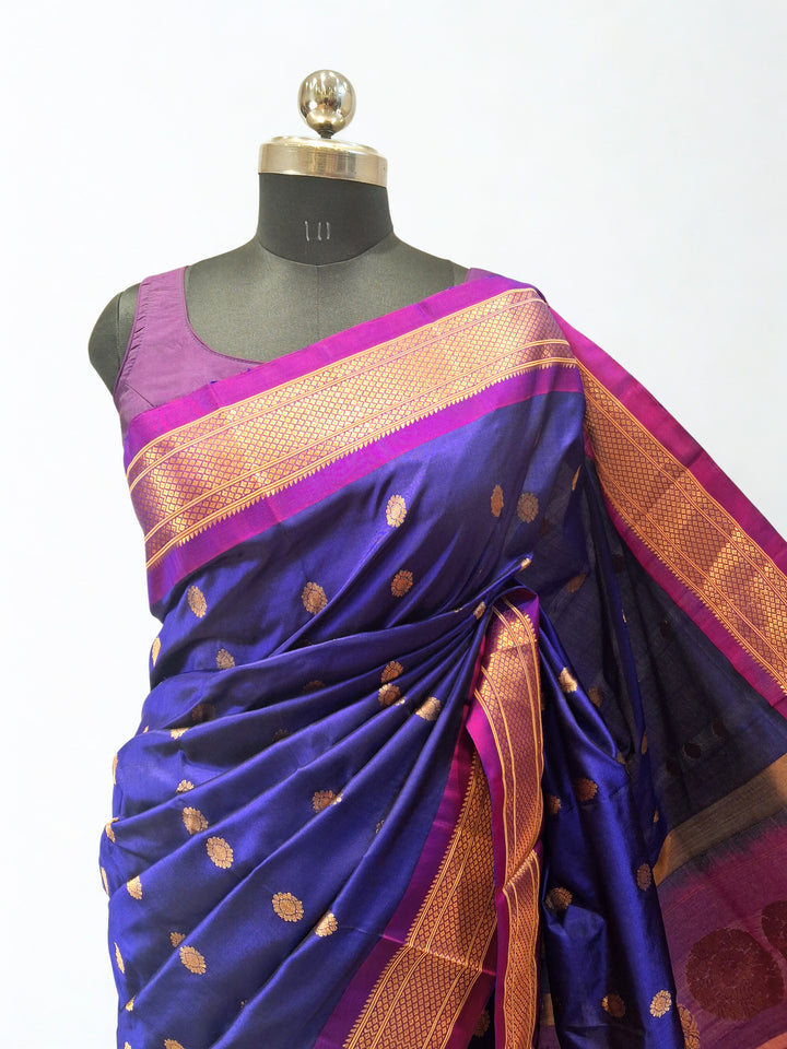 Navy Blue Maharani Paithani