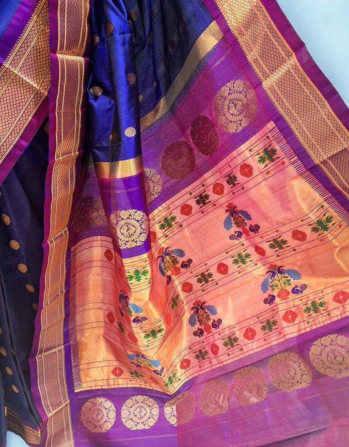 Navy Blue Maharani Paithani