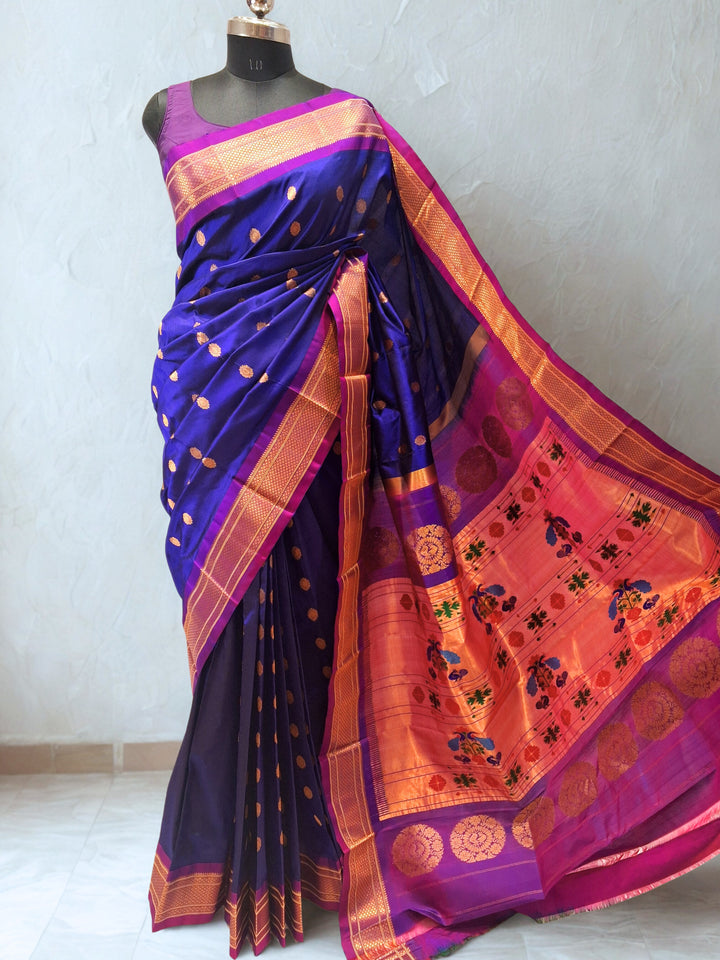 Navy Blue Maharani Paithani
