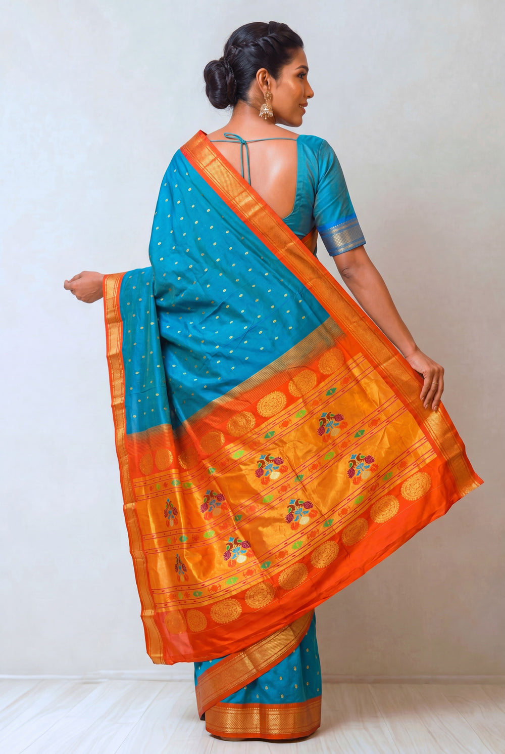 Turquoise Blue Maharani Silk Paithani Saree