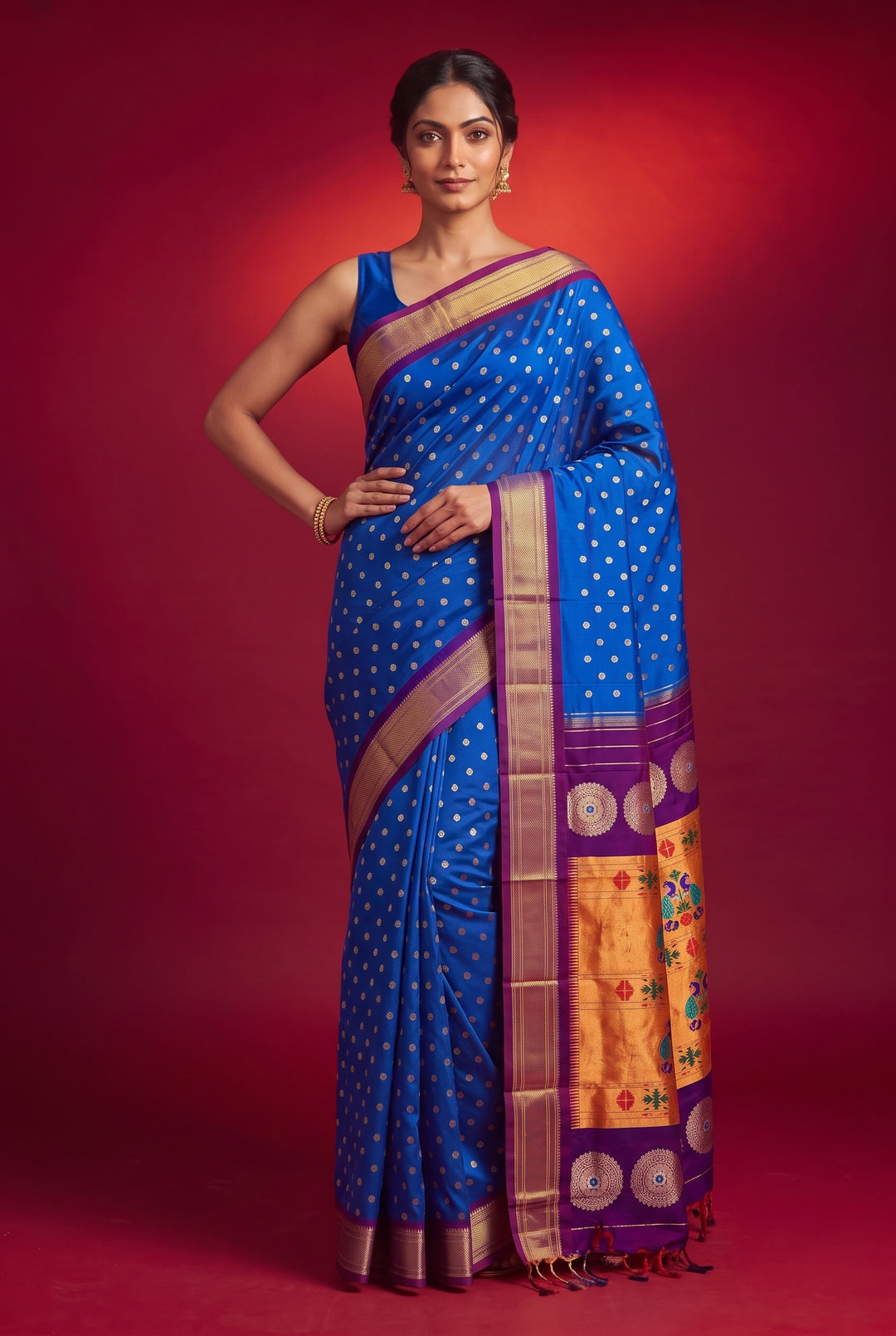Blue maharani silk paithani saree
