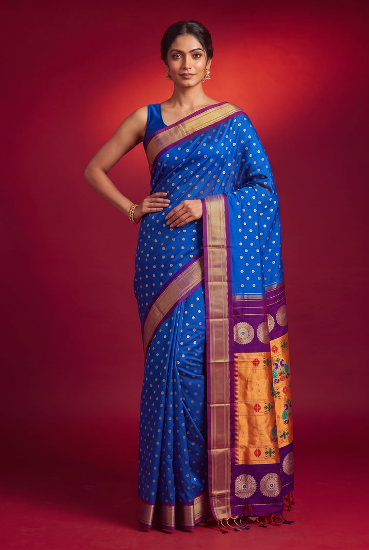 Blue maharani silk paithani saree