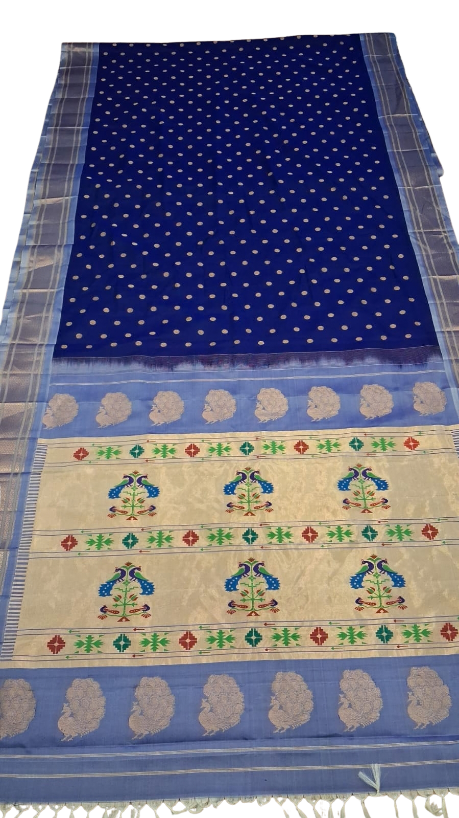 Navy blue maharani silk paithani saree