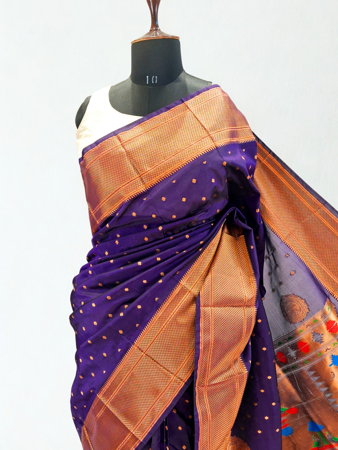 Navy blue blended fabric saree