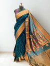 Peacock green blended fabric saree