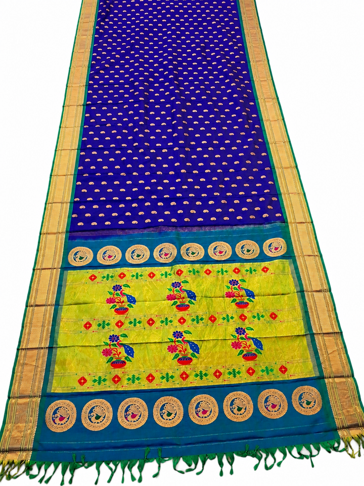 Blue Maharani Paithani with Zari Border