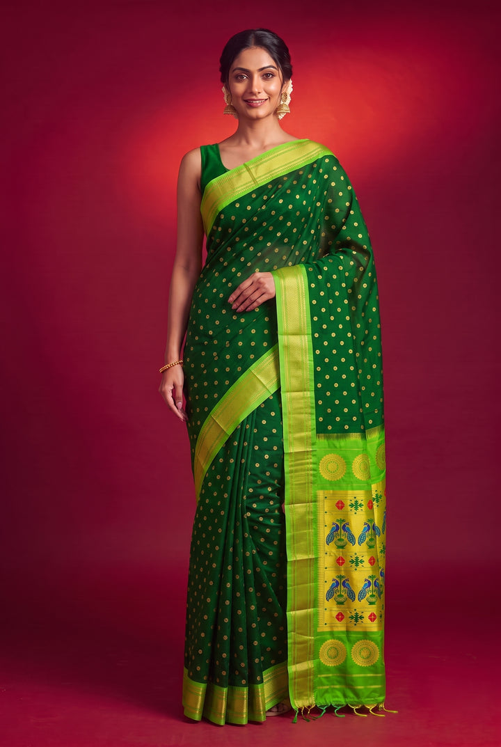 Bottle Green Kadiyal Paithani