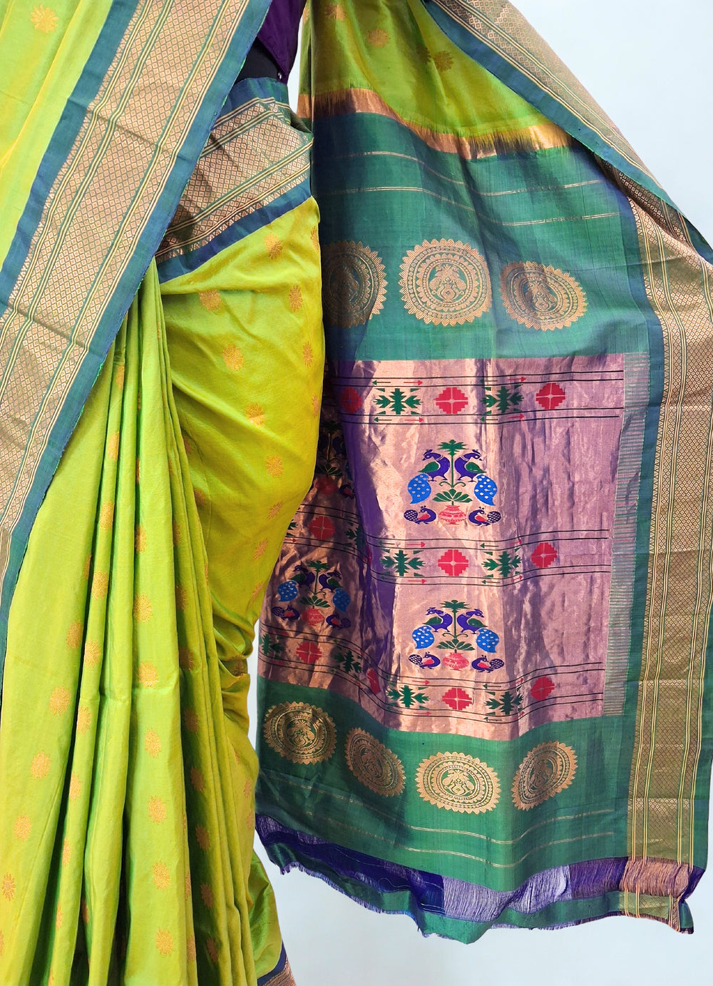 Parrot Green Paithani Online