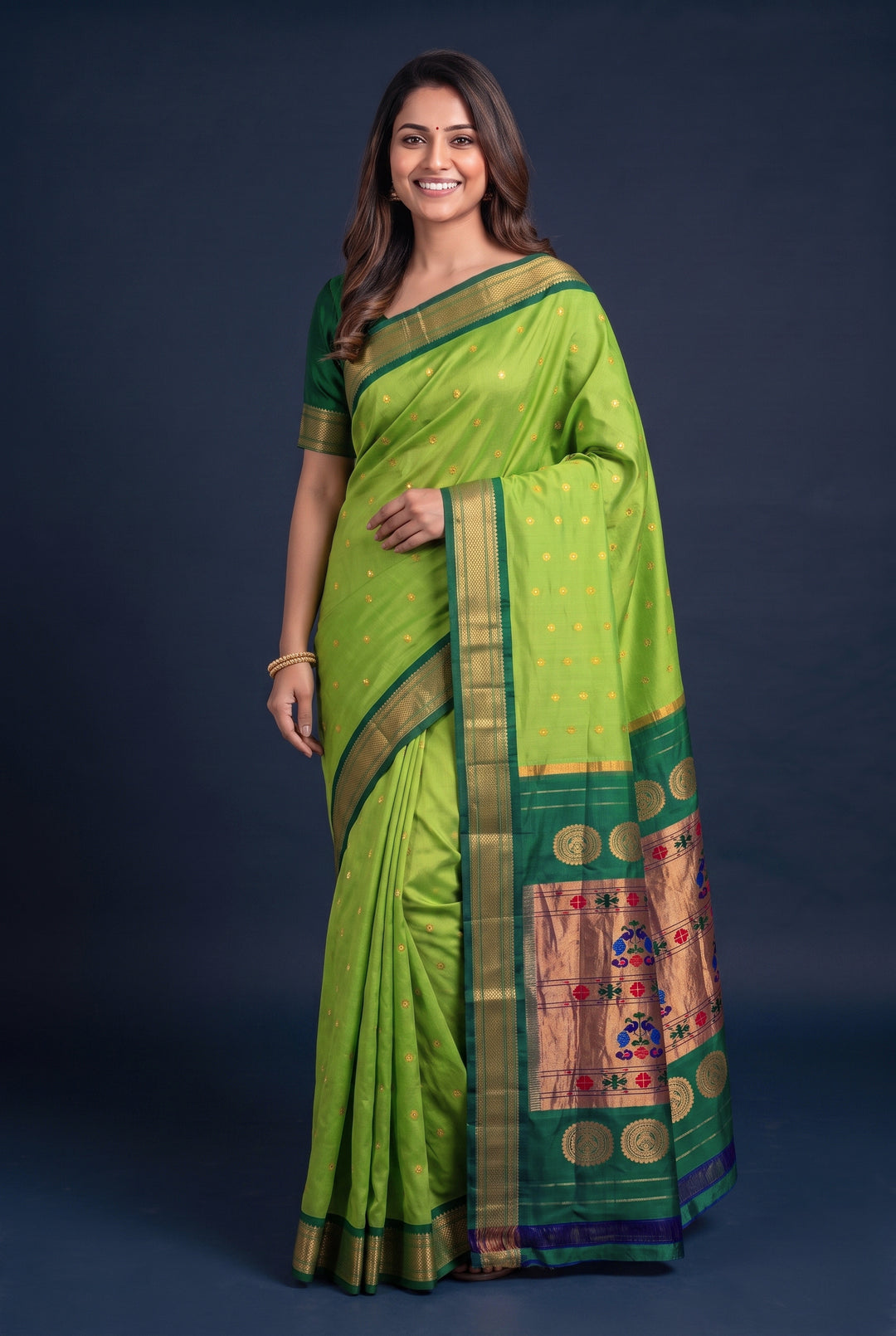 Parrot Green Paithani Online