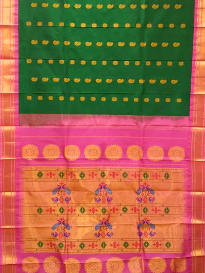 Bottle Green Maharani Silk Paithani Saree