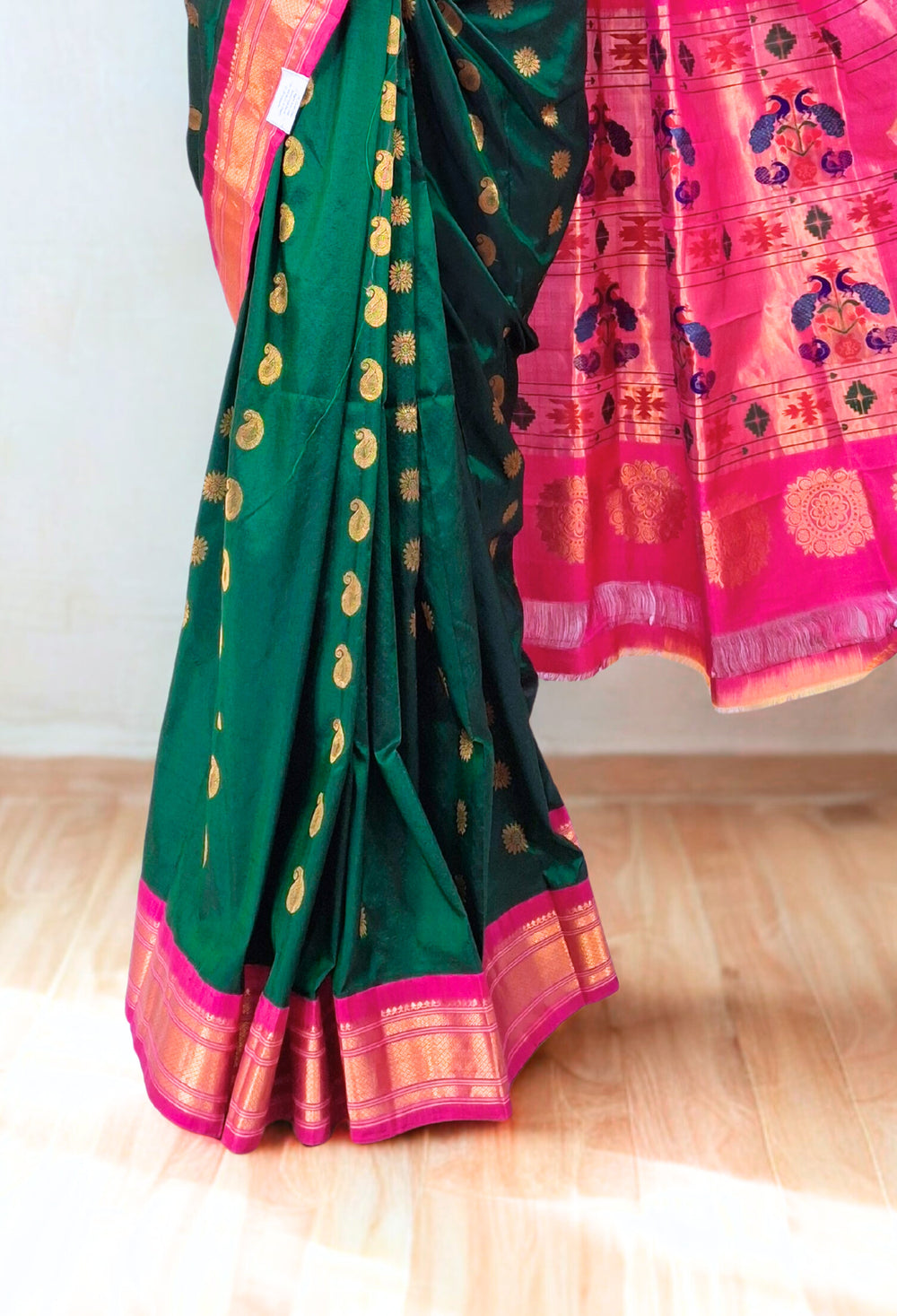Bottle Green Maharani Paithani Saree