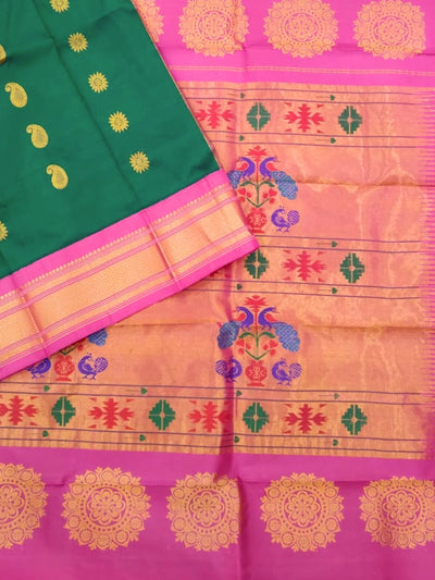 Bottle Green Maharani Silk Paithani Saree