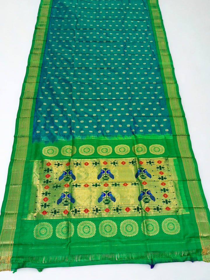 Peacock green silk paithani saree