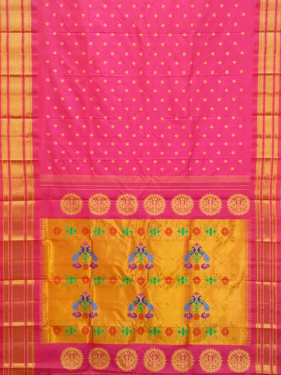 Pink Maharani Silk Paithani Saree in Single Color