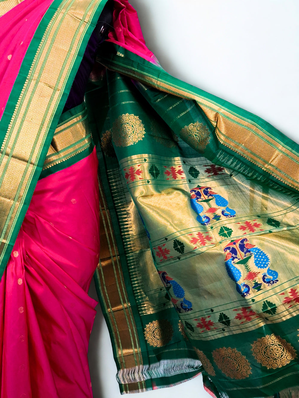 Pink Paithani Saree with Gold Zari Border