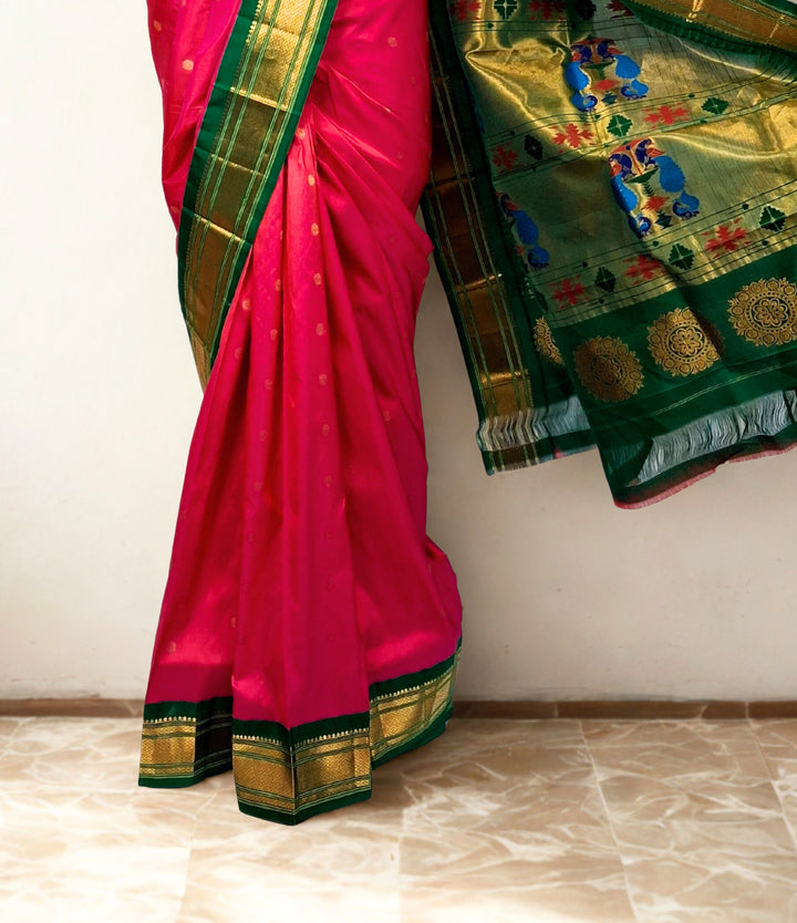 Pink Paithani Saree with Gold Zari Border