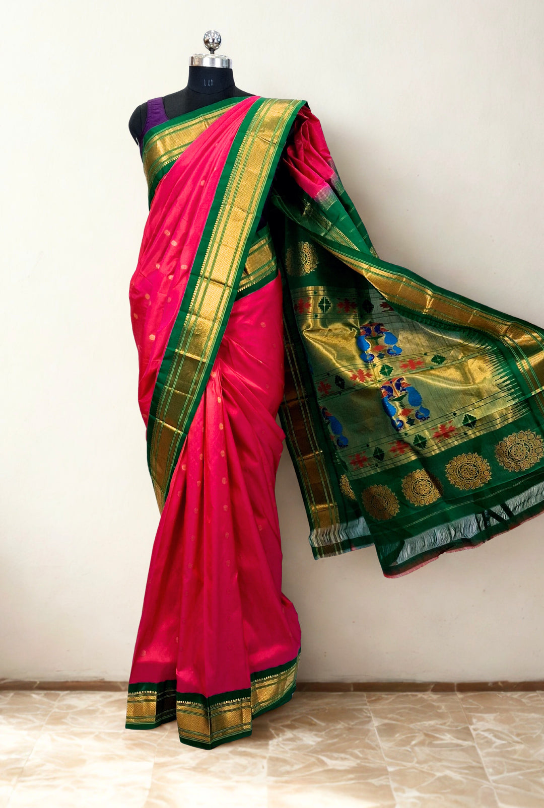 Pink Paithani Saree with Gold Zari Border
