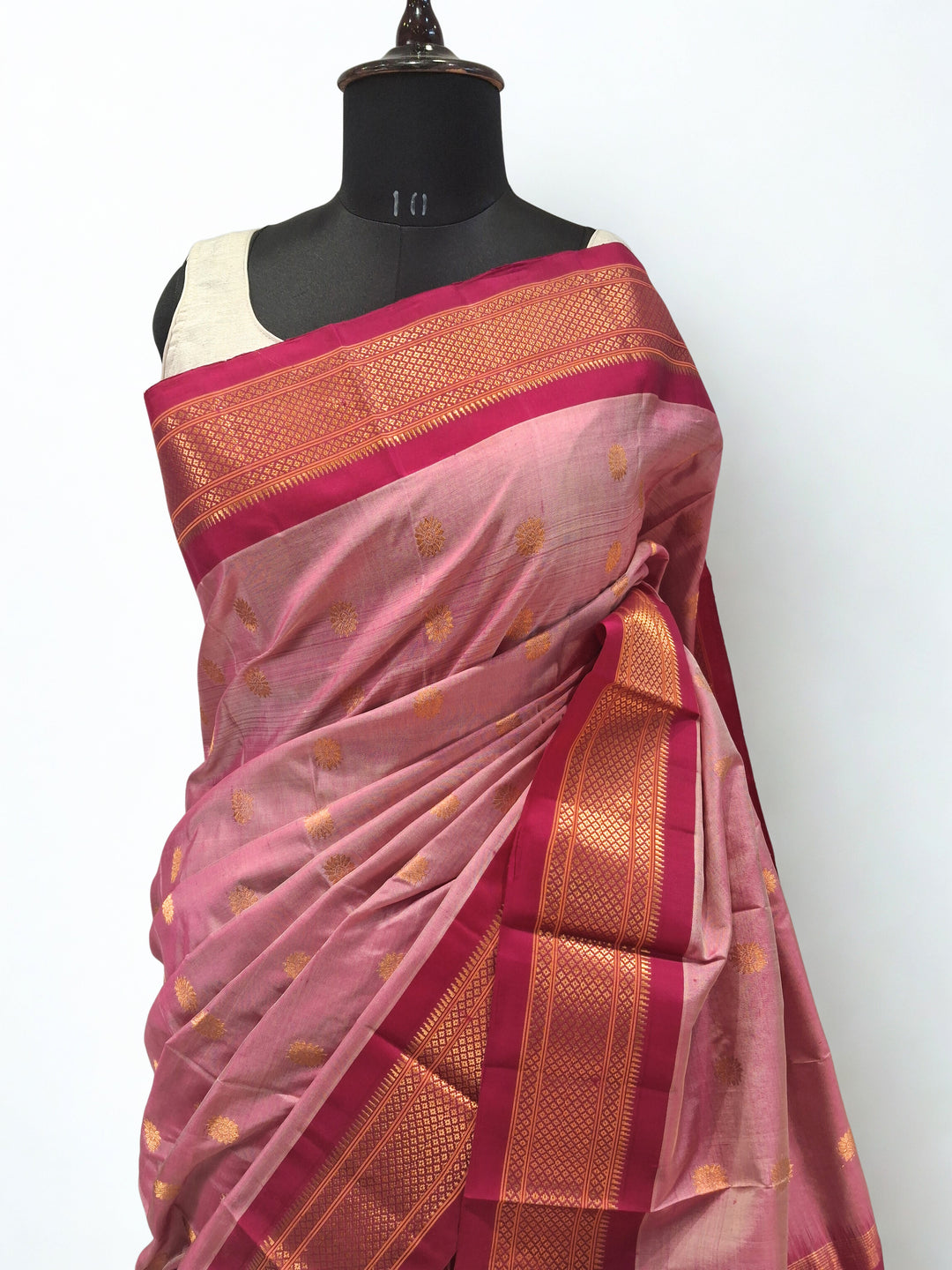Pastel Pink Paithani with Gold Zari Border