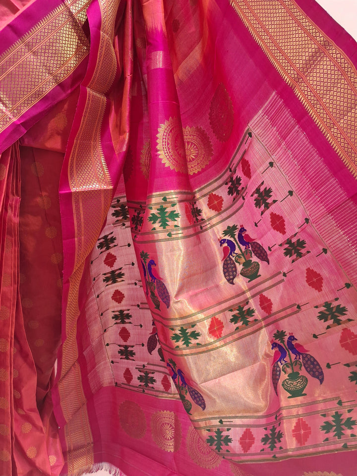 Two Tone Peach Paithani