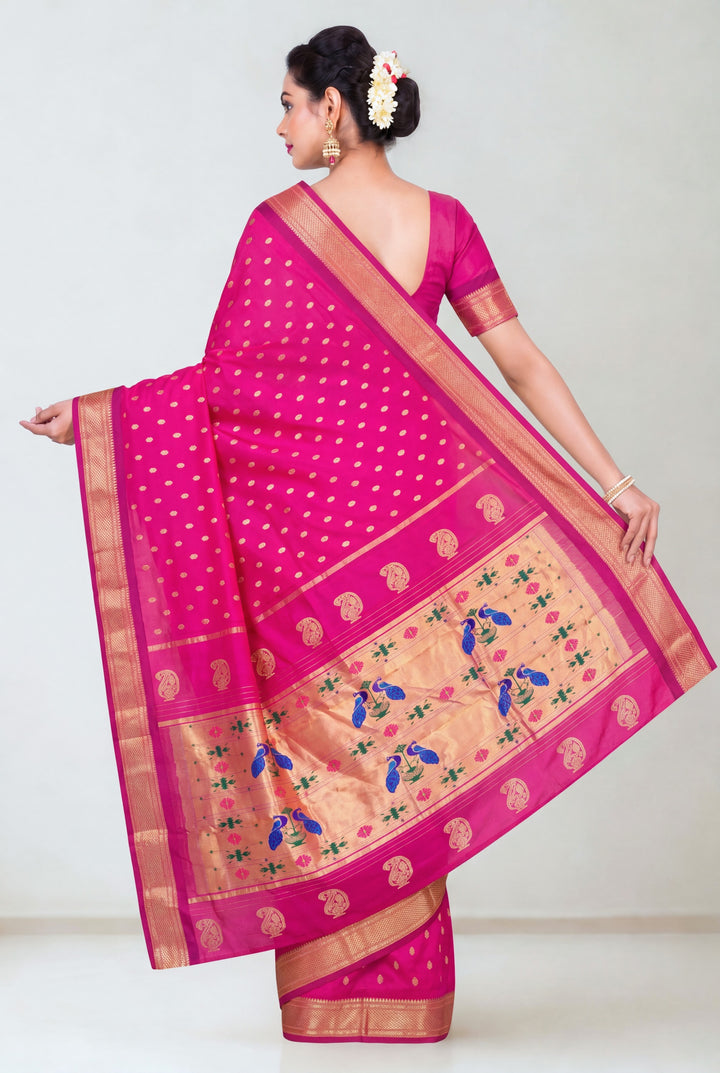 Pink maharani silk paithani saree