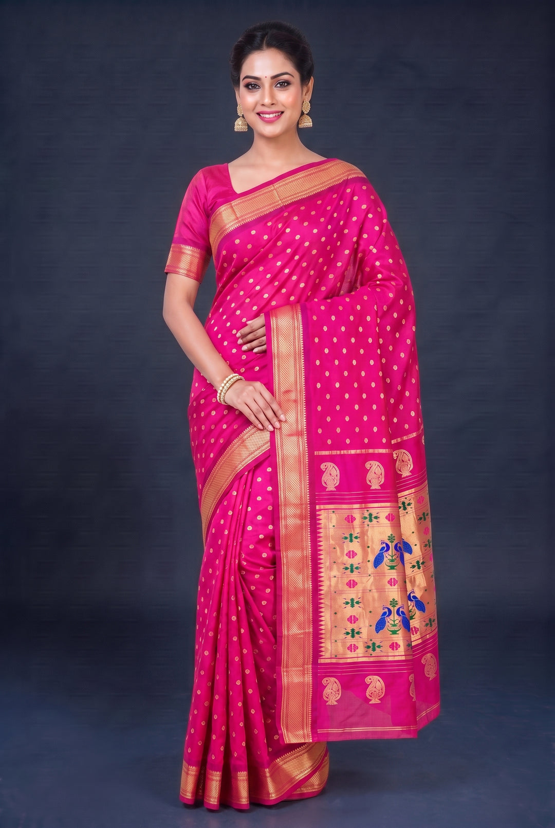 Pure Pink Silk Paithani Saree