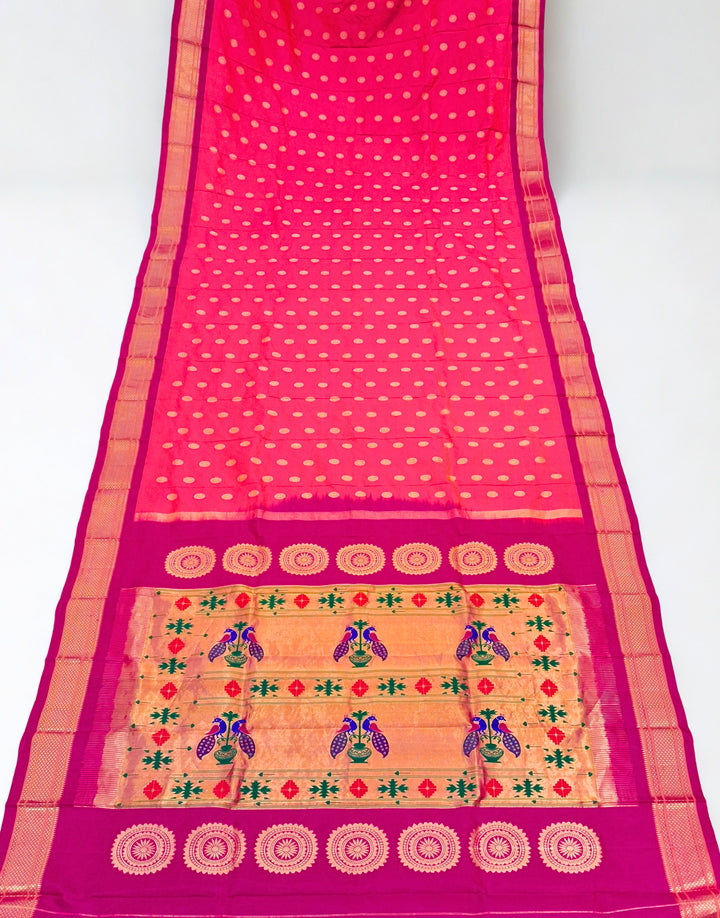 Pink maharani silk paithani saree