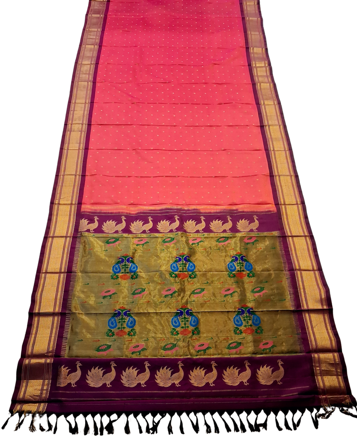 Fuchsia pink maharani silk paithani saree
