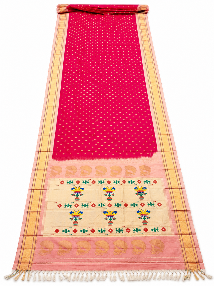 Fuchsia Pink Silk Paithani Saree