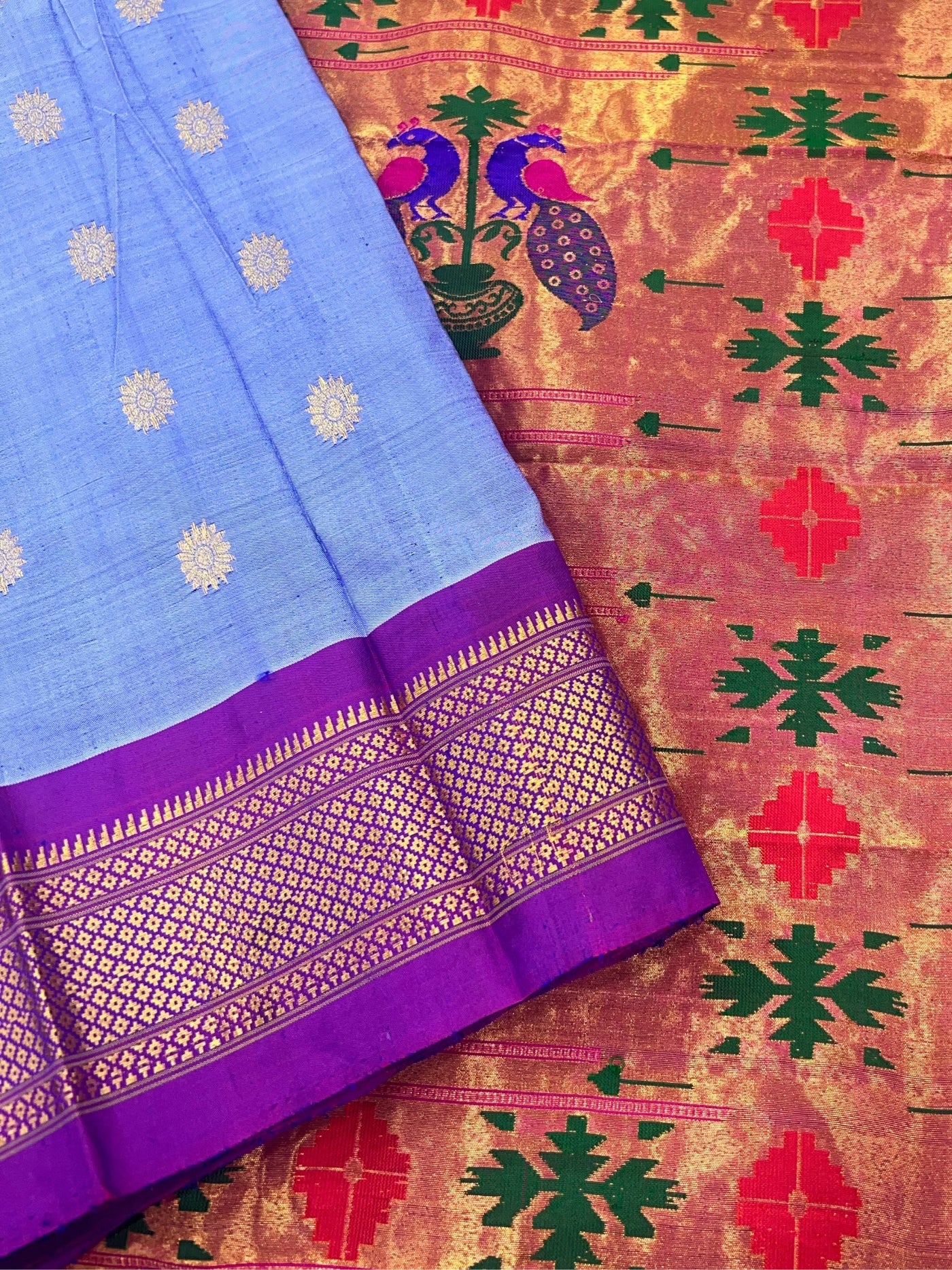 Lavender maharani silk paithani saree