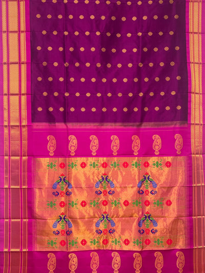 Magenta maharani silk paithani saree