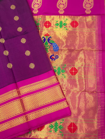 Magenta maharani silk paithani saree