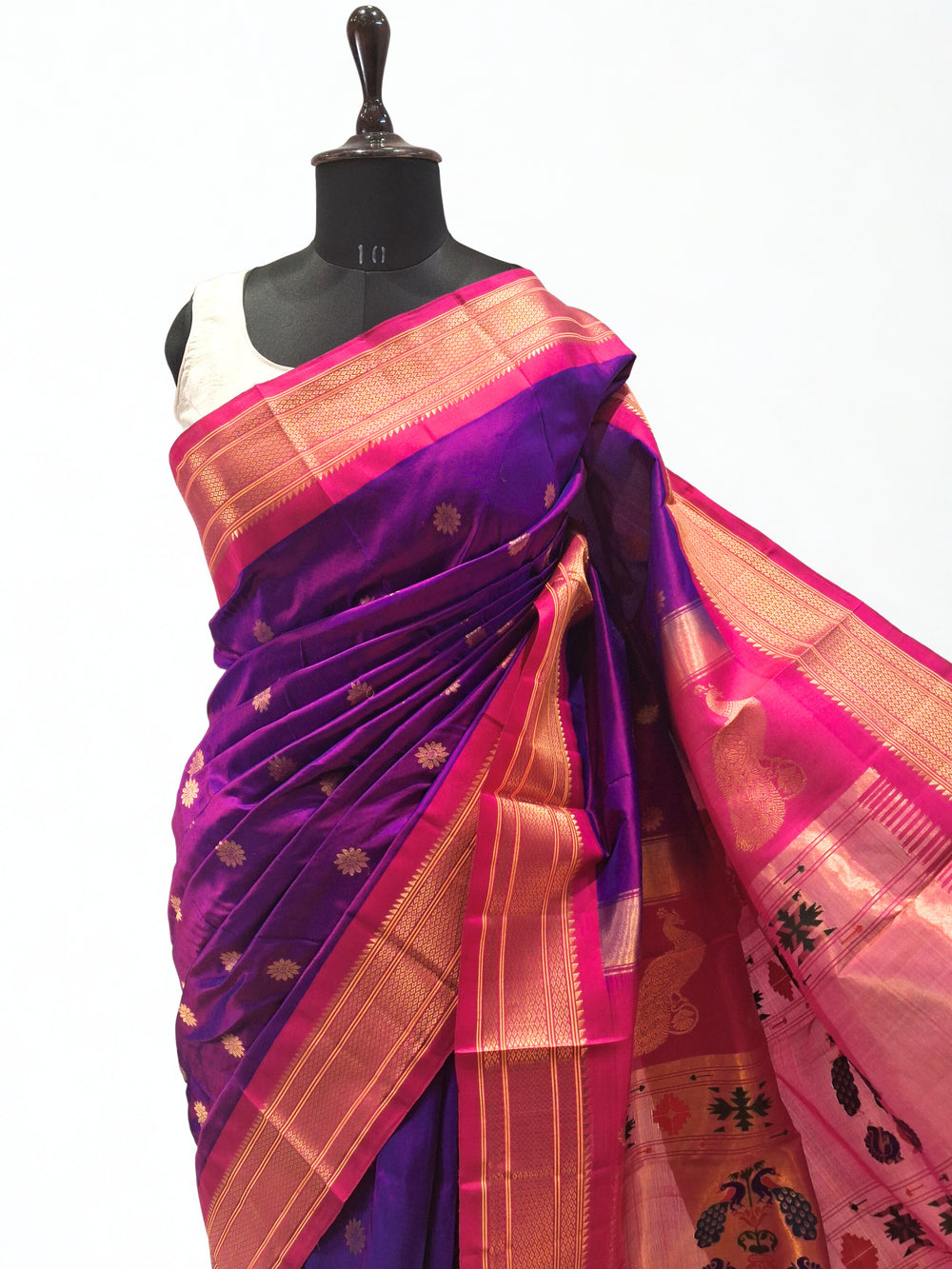 Purple Paithani with Gold Zari Border