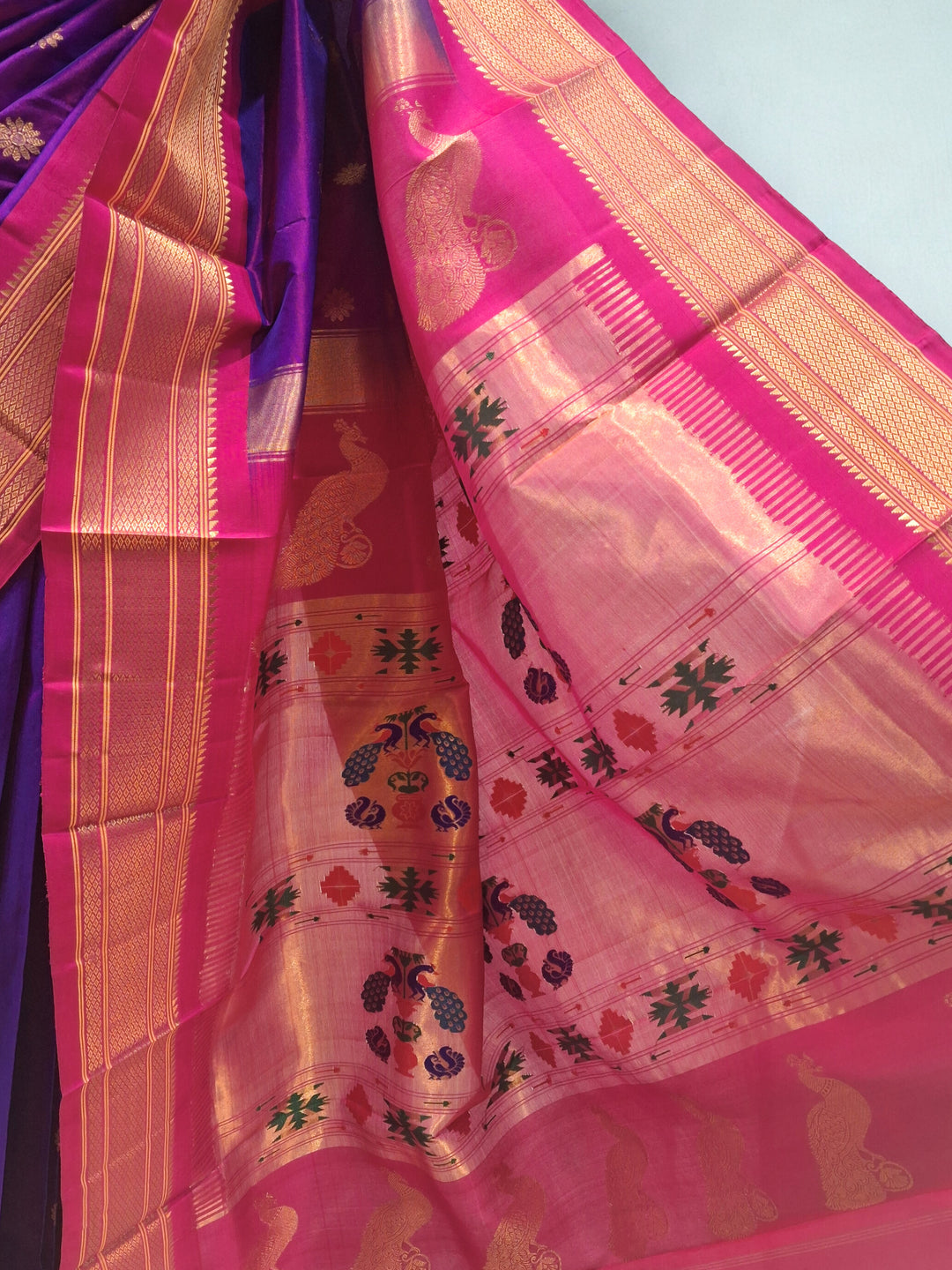 Purple Paithani with Gold Zari Border
