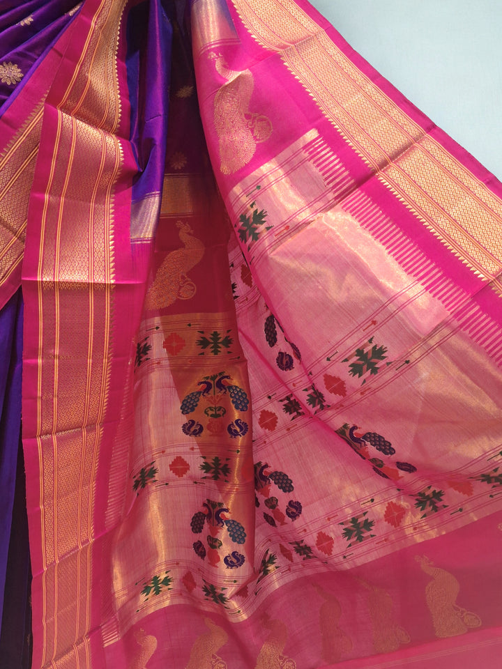 Purple Paithani with Gold Zari Border