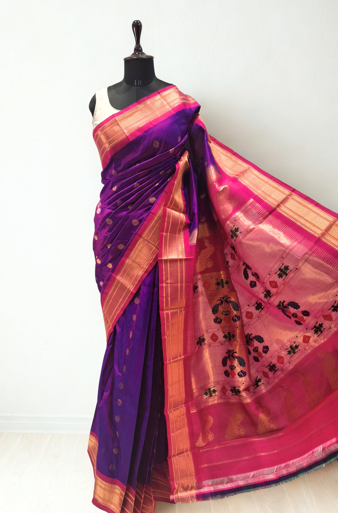 Purple Paithani with Gold Zari Border
