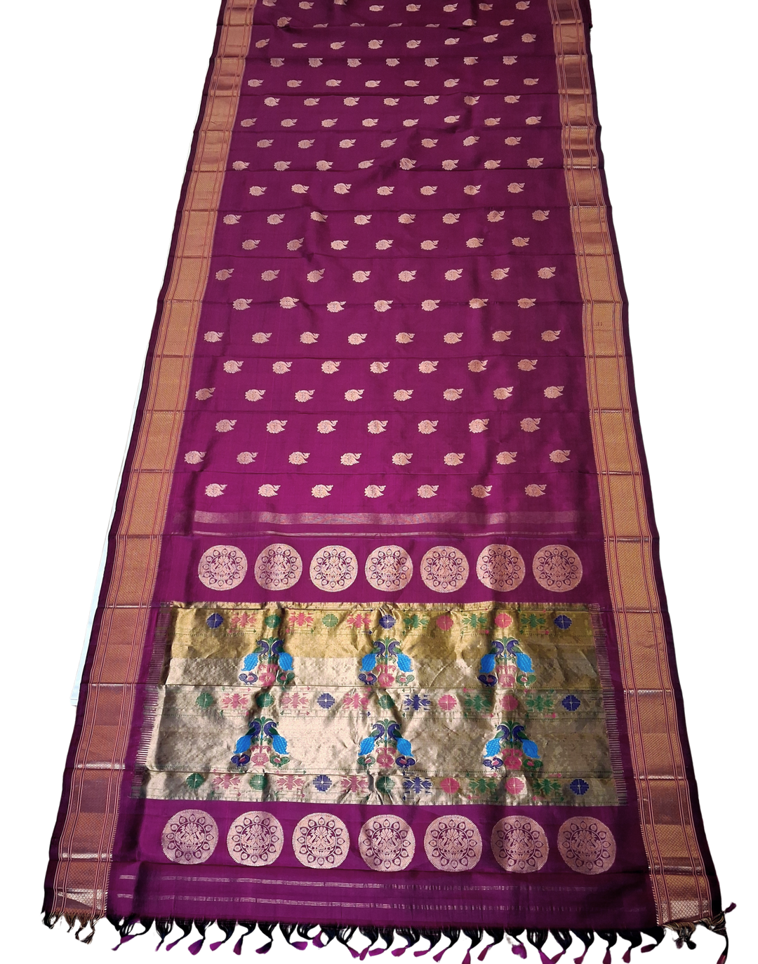Wine maharani silk paithani saree