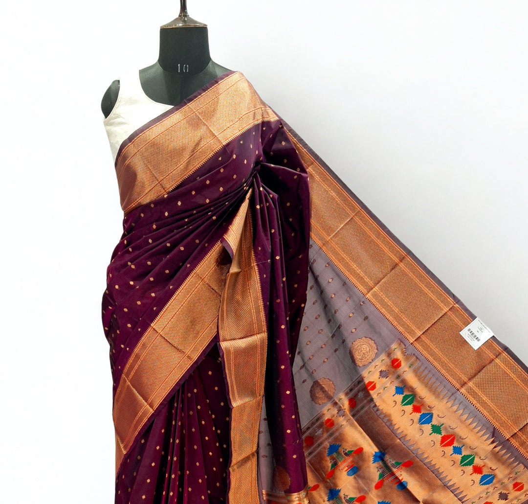 Wine blended fabric saree