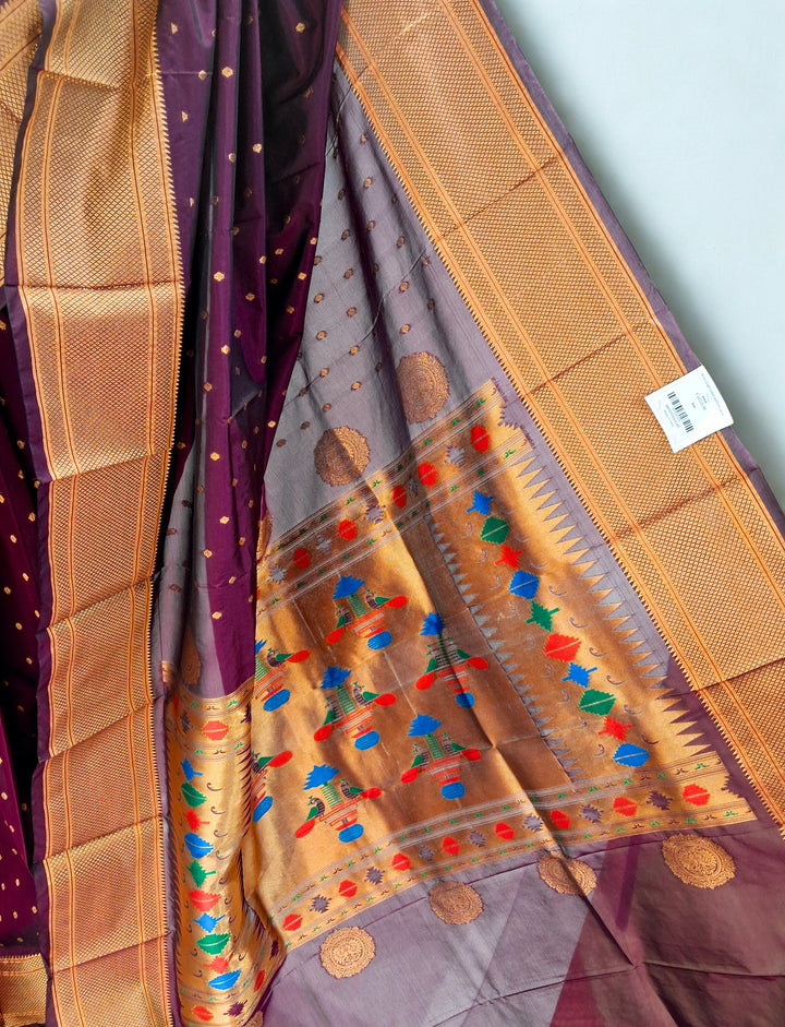 Wine blended fabric saree