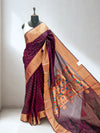 Wine blended fabric saree