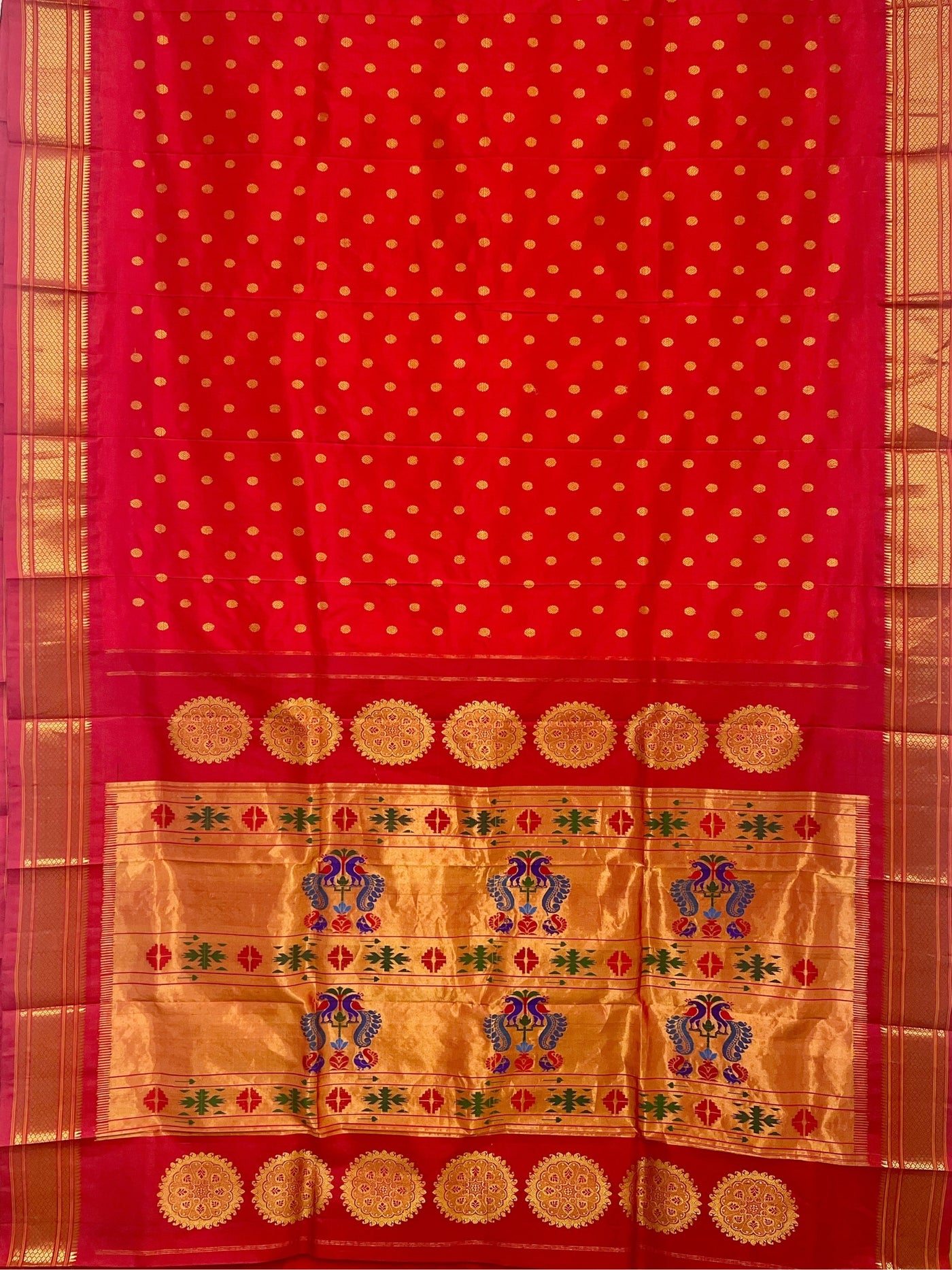 Red maharani silk paithani saree