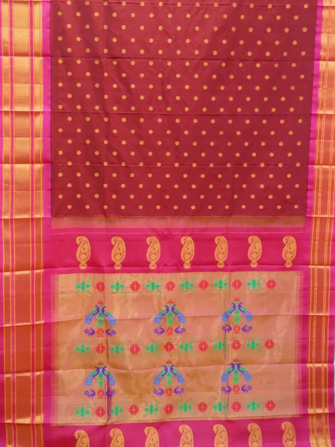 Maroon Maharani Silk Paithani Saree