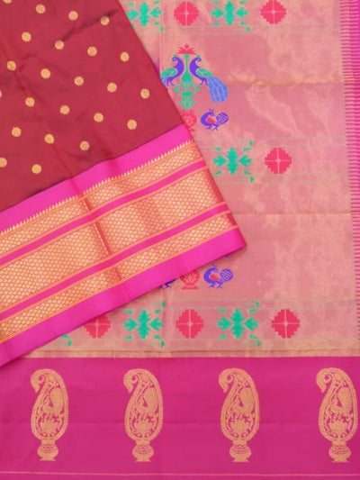 Maroon Maharani Silk Paithani Saree