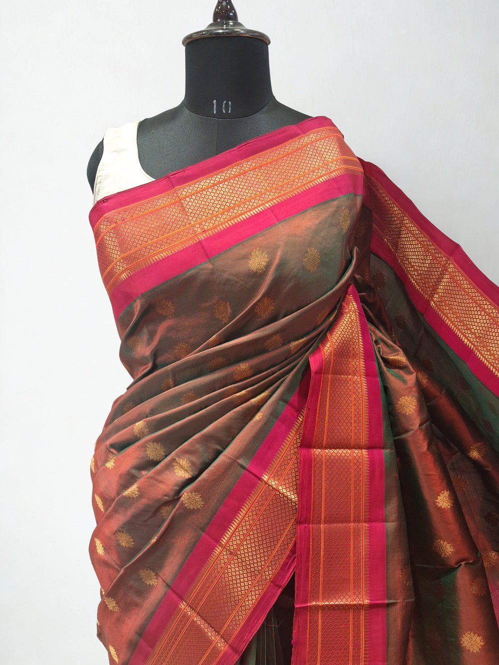 Dual Tone Paithani with Gold Zari