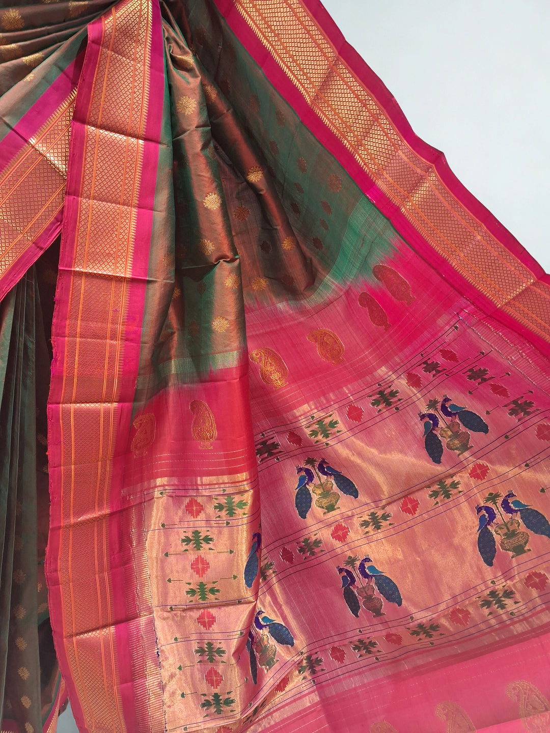 Dual Tone Paithani with Gold Zari